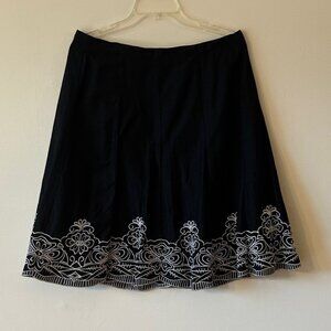 Apt. 9 Black Skirt with White Embroidery